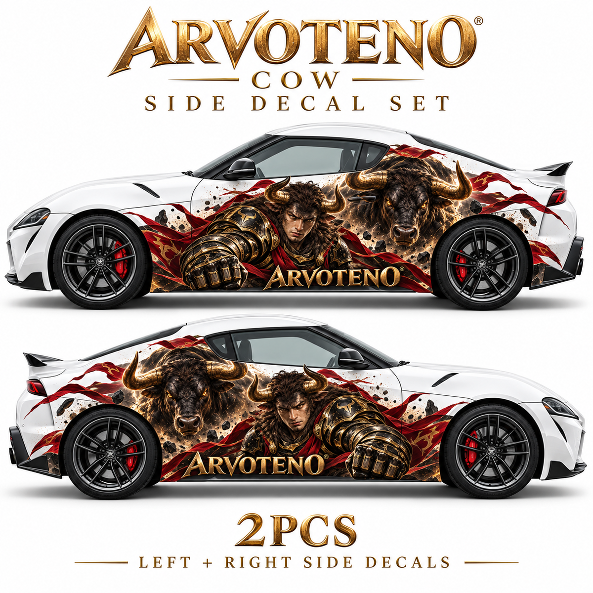 ARVOTENO Cow Side Decal Set - 2PCS Original Character Automotive Artwork