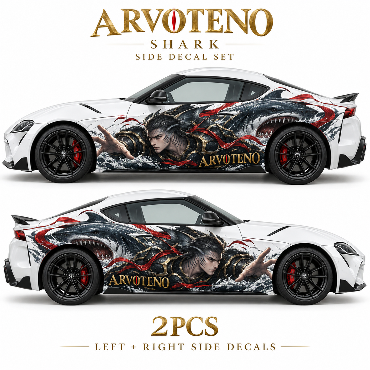 ARVOTENO Shark Side Decal Set - 2PCS Original Character Automotive Artwork