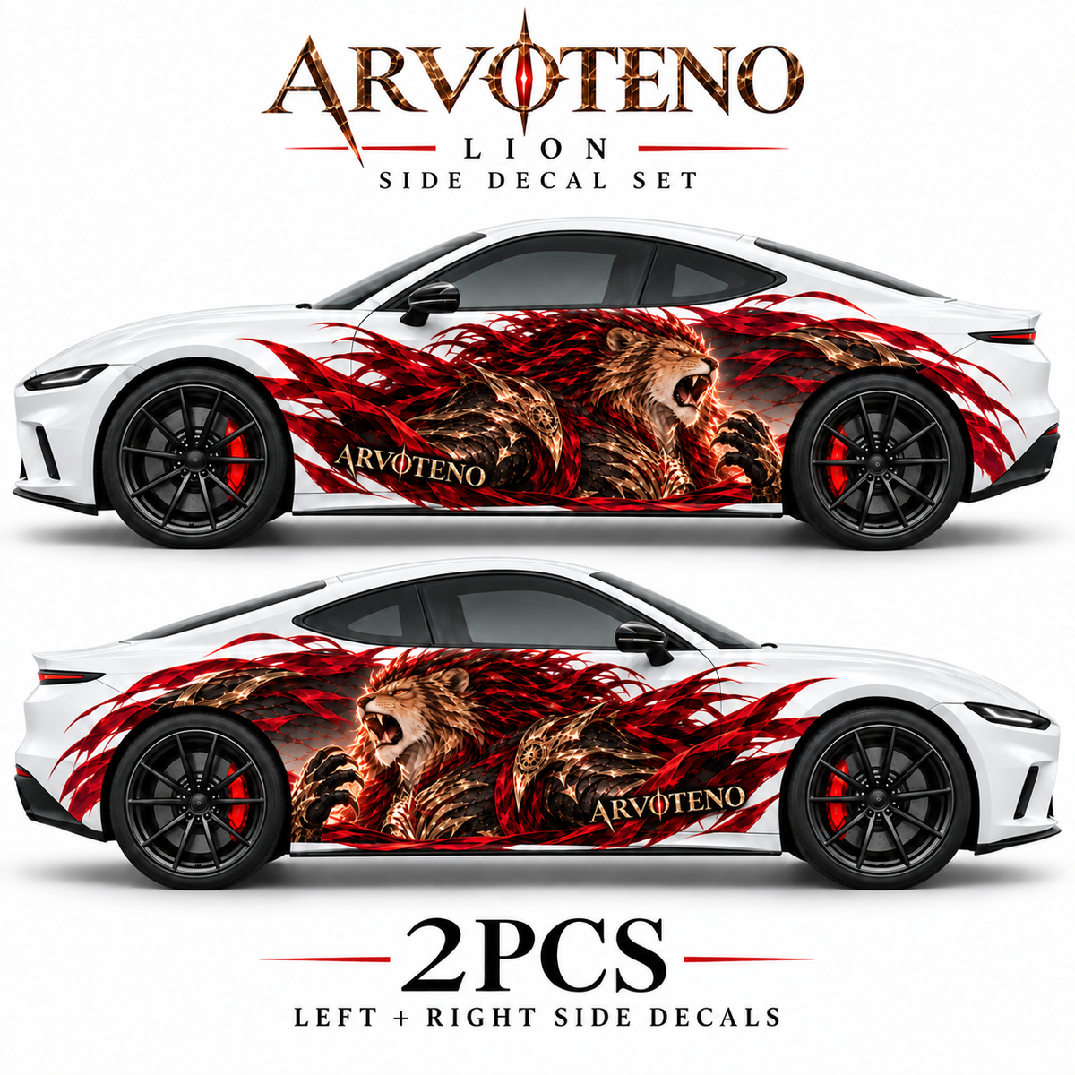 ARVOTENO Lion Side Decal Set - 2PCS Original Character Automotive Artwork