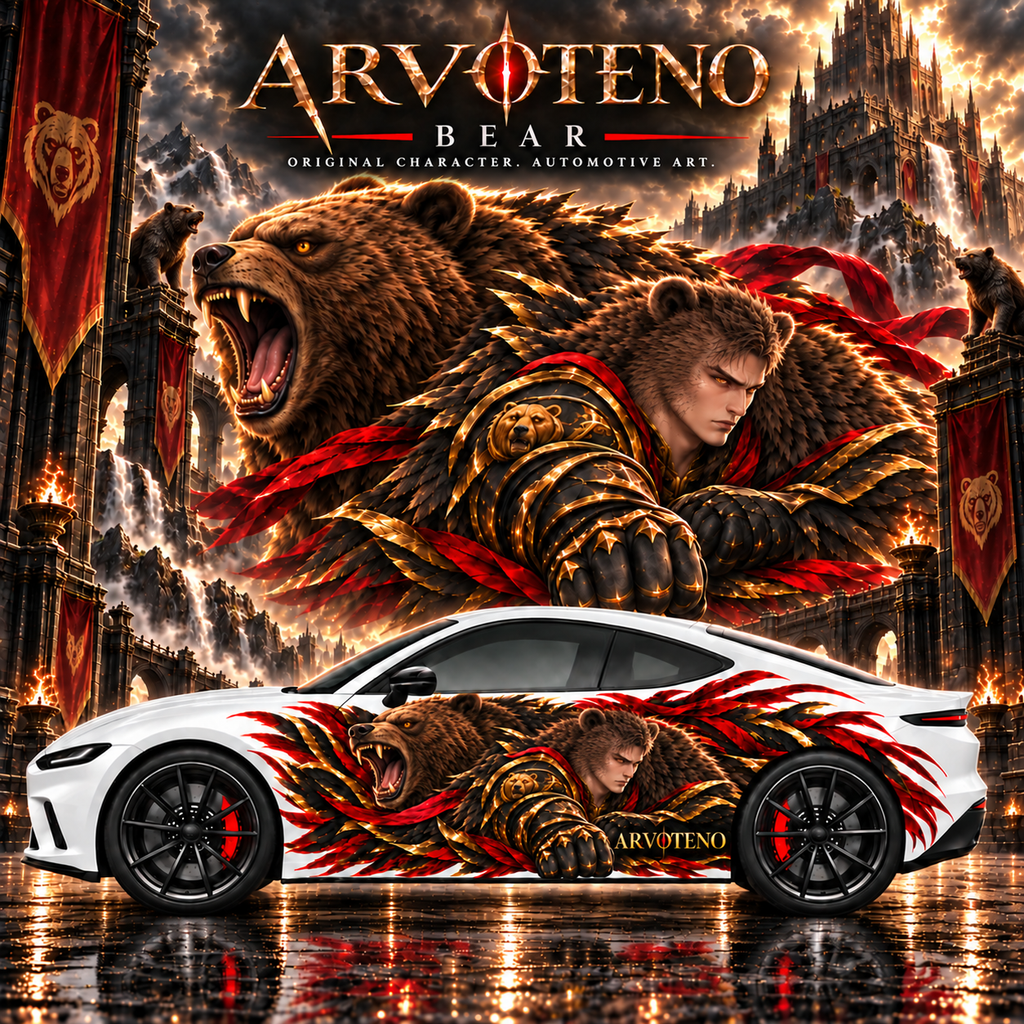 ARVOTENO Bear Side Decal Set - 2PCS Original Character Automotive Artwork
