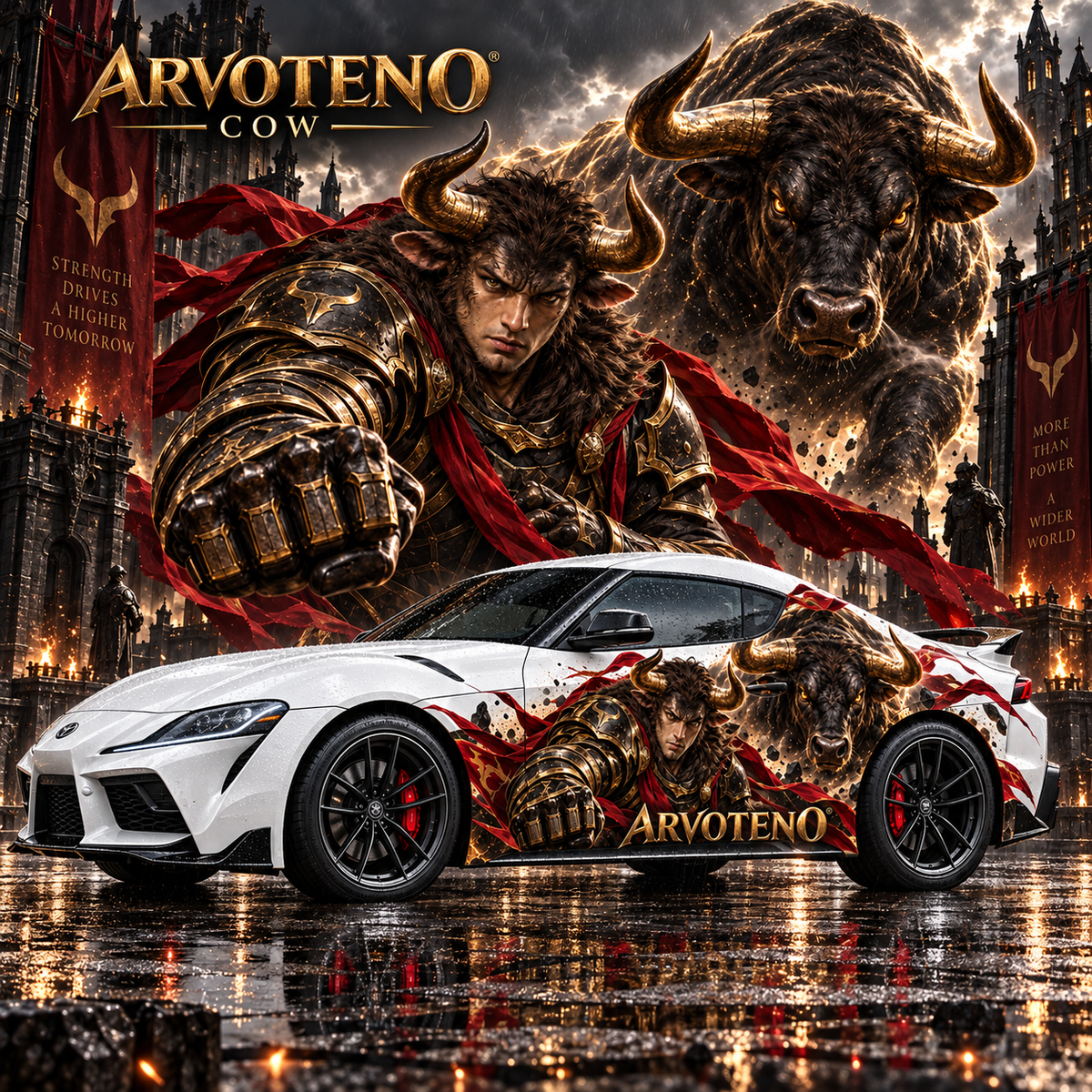 ARVOTENO Cow Side Decal Set - 2PCS Original Character Automotive Artwork
