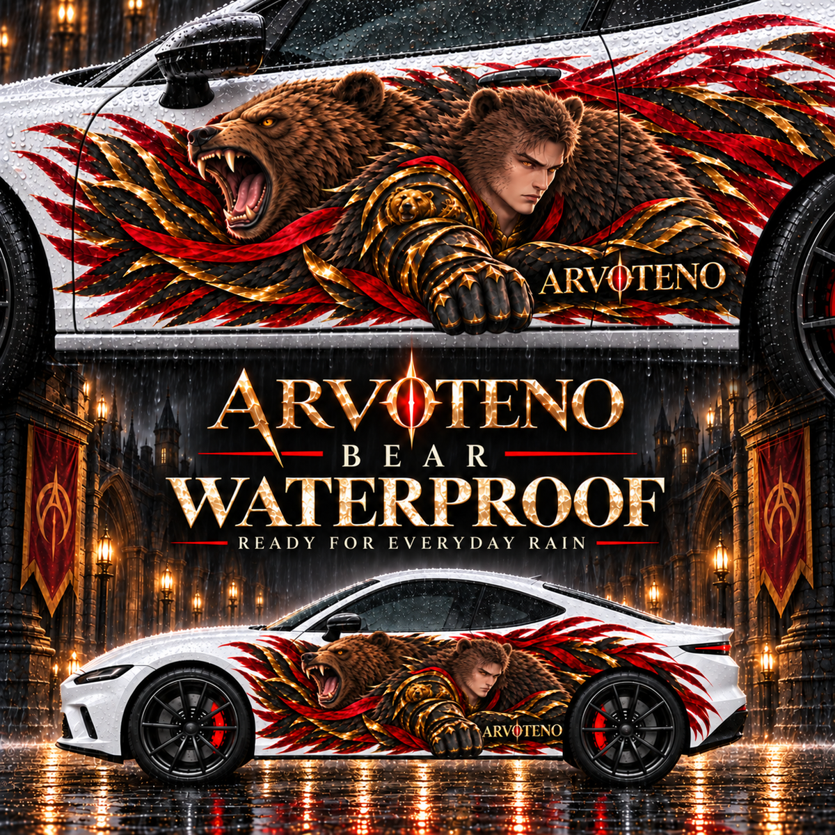 ARVOTENO Bear Side Decal Set - 2PCS Original Character Automotive Artwork