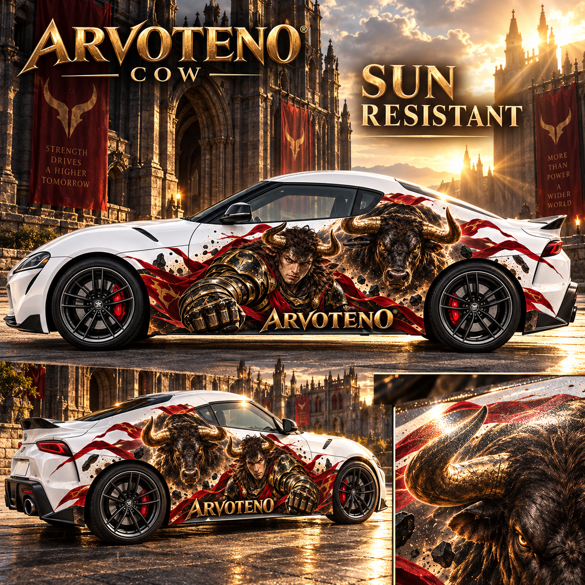 ARVOTENO Cow Side Decal Set - 2PCS Original Character Automotive Artwork