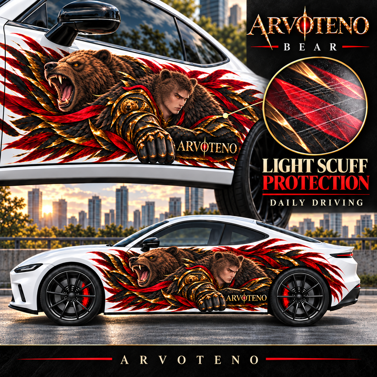 ARVOTENO Bear Side Decal Set - 2PCS Original Character Automotive Artwork