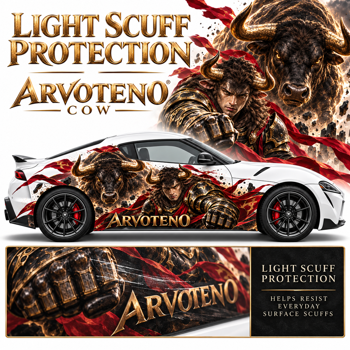 ARVOTENO Cow Side Decal Set - 2PCS Original Character Automotive Artwork