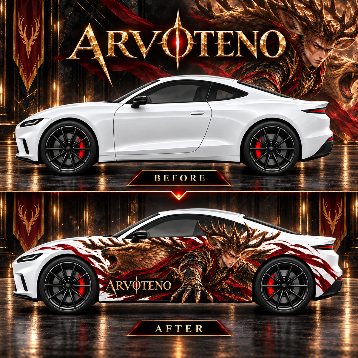 ARVOTENO Deer Side Decal Set - 2PCS Original Character Automotive Artwork