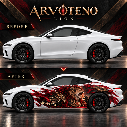 ARVOTENO Lion Side Decal Set - 2PCS Original Character Automotive Artwork