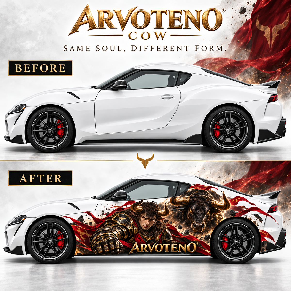 ARVOTENO Cow Side Decal Set - 2PCS Original Character Automotive Artwork