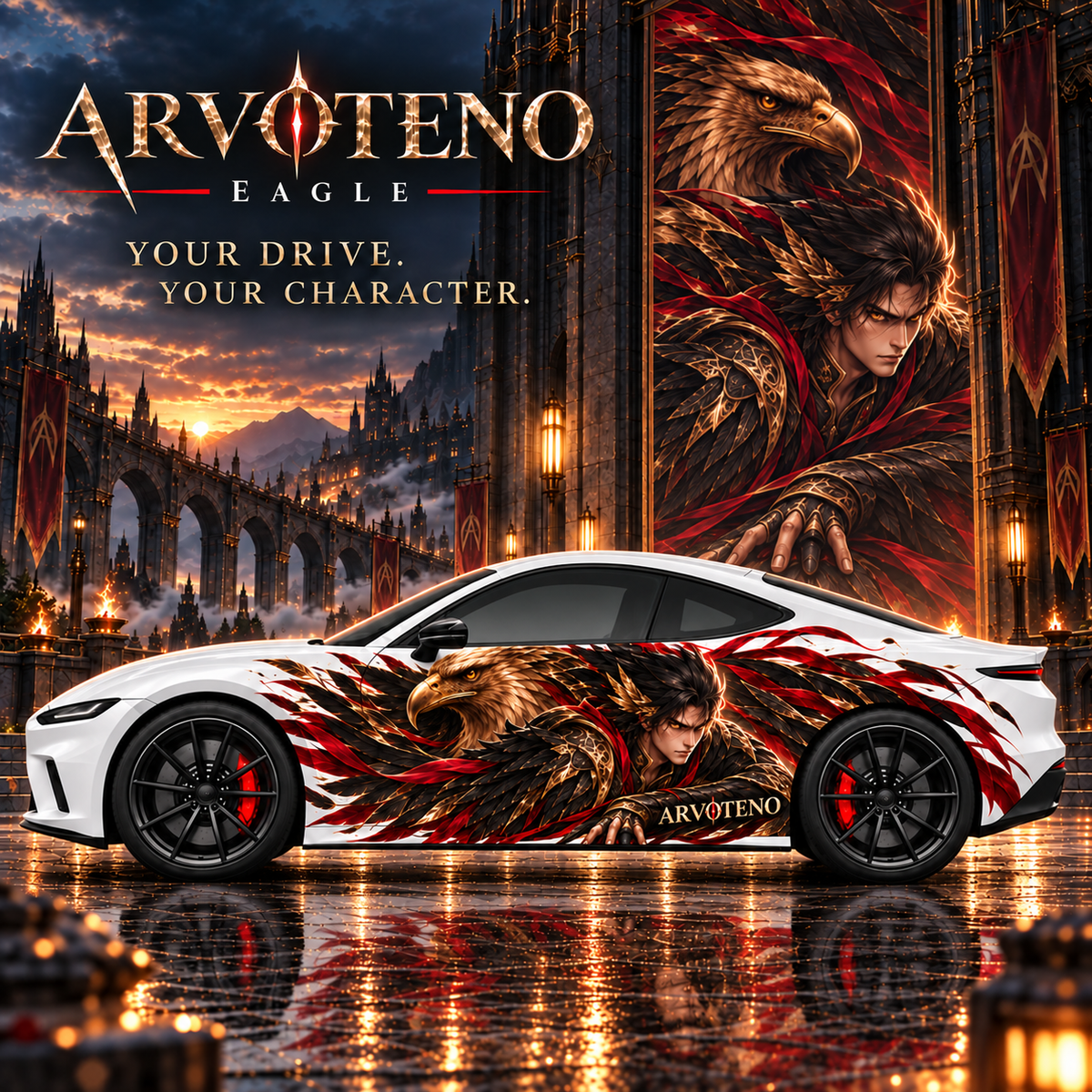 ARVOTENO Eagle Side Decal Set - 2PCS Original Character Automotive Artwork