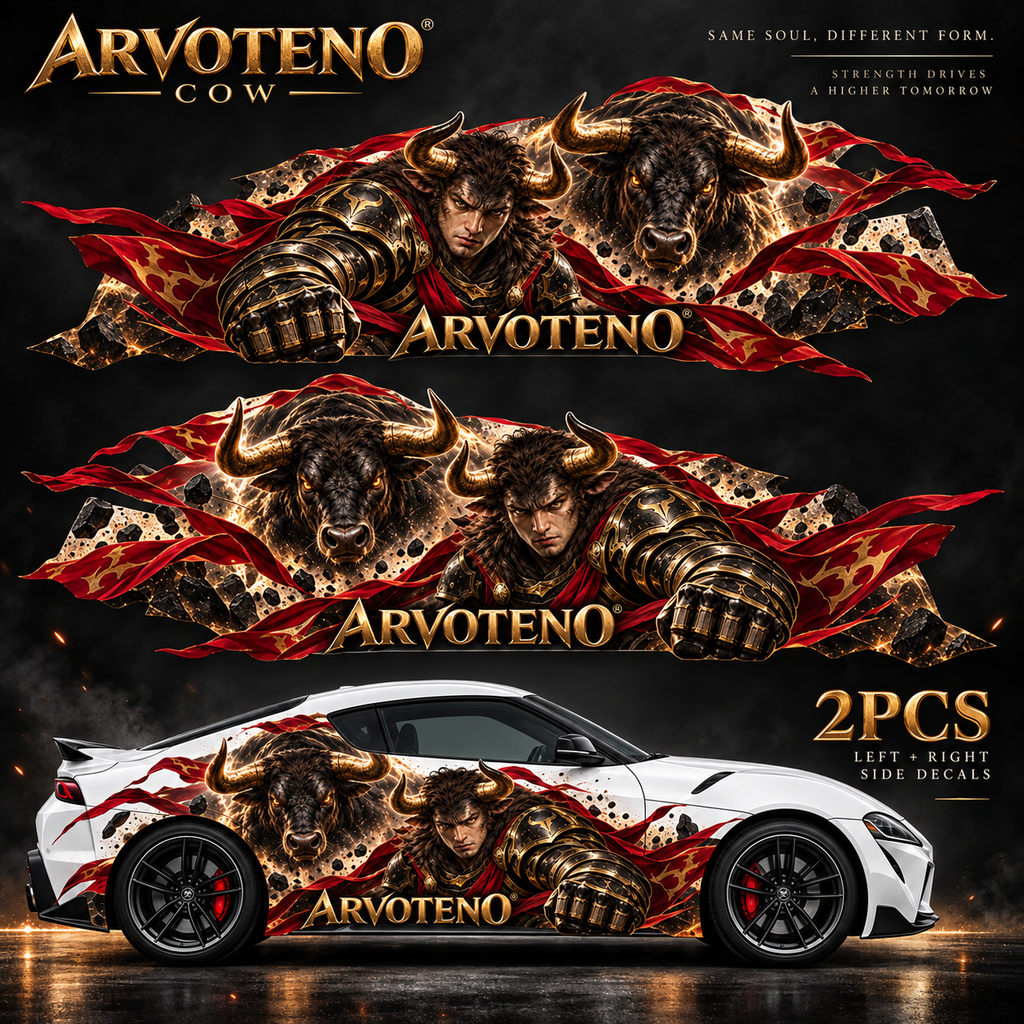 ARVOTENO Cow Side Decal Set - 2PCS Original Character Automotive Artwork