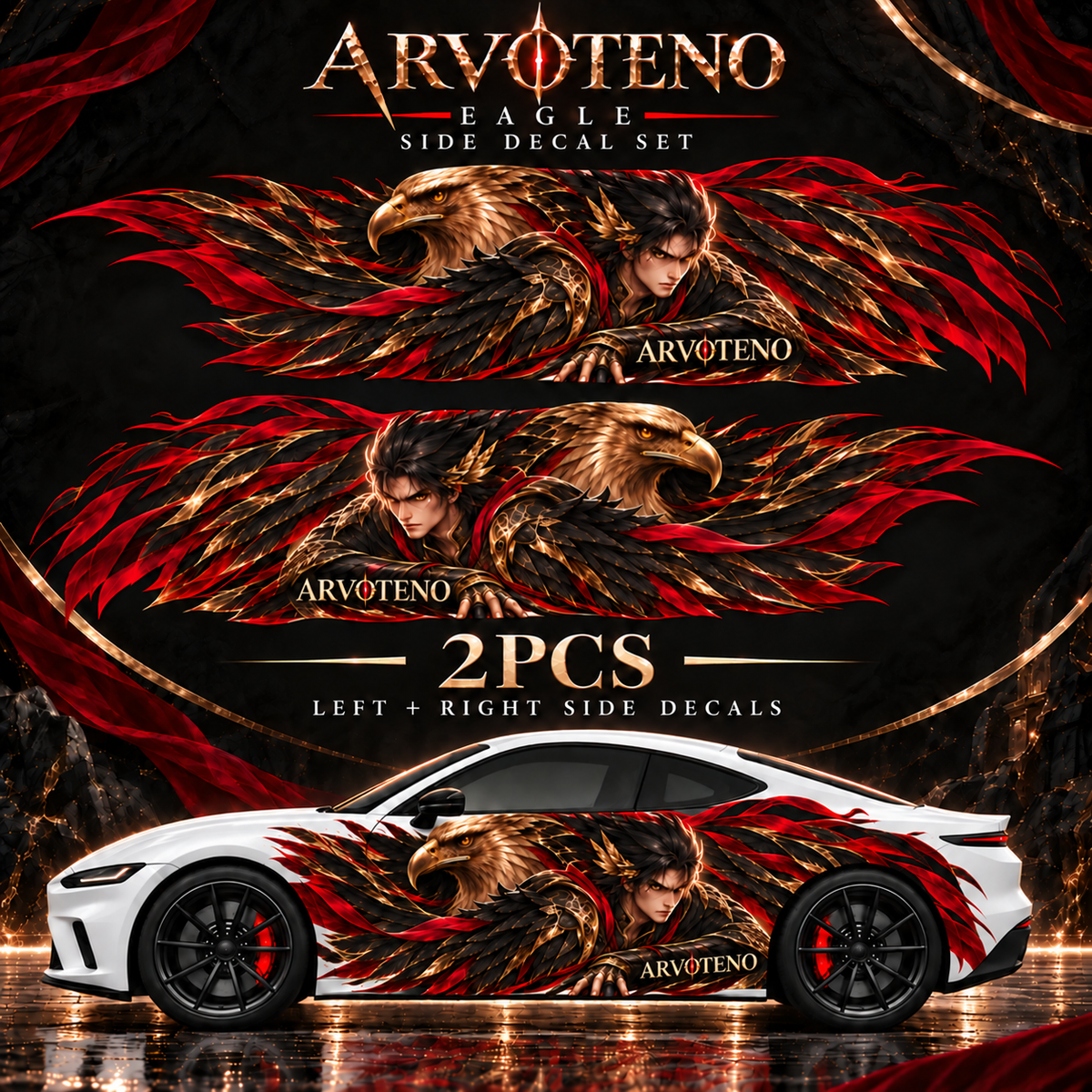 ARVOTENO Eagle Side Decal Set - 2PCS Original Character Automotive Artwork