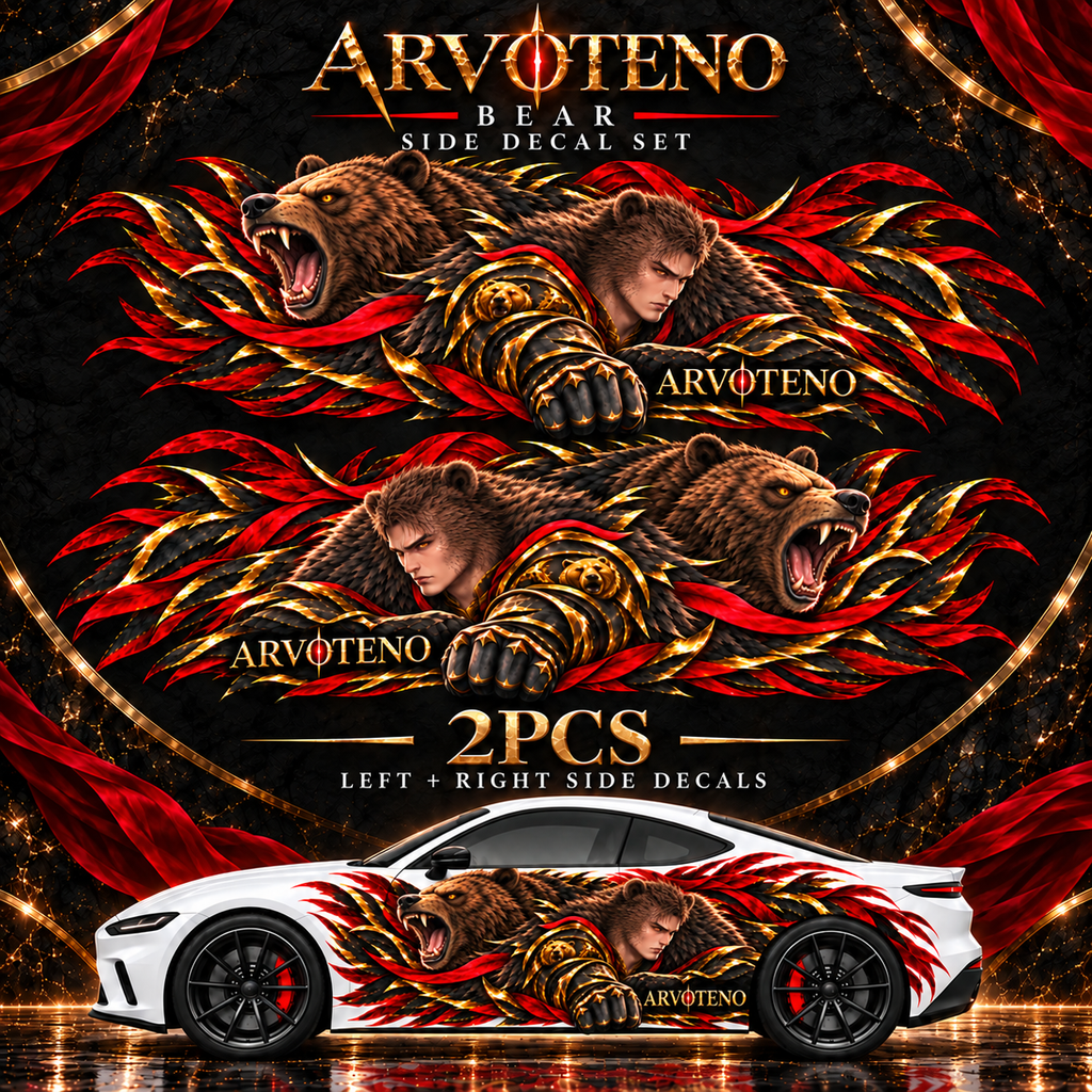 ARVOTENO Bear Side Decal Set - 2PCS Original Character Automotive Artwork