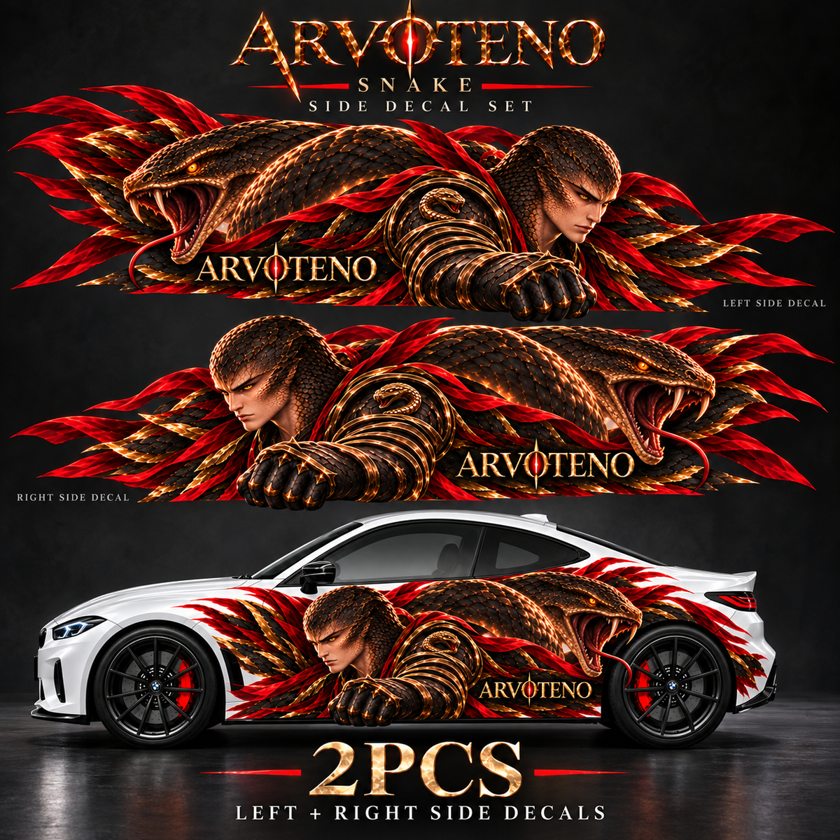 ARVOTENO Snake Side Decal Set - 2PCS Original Character Automotive Artwork