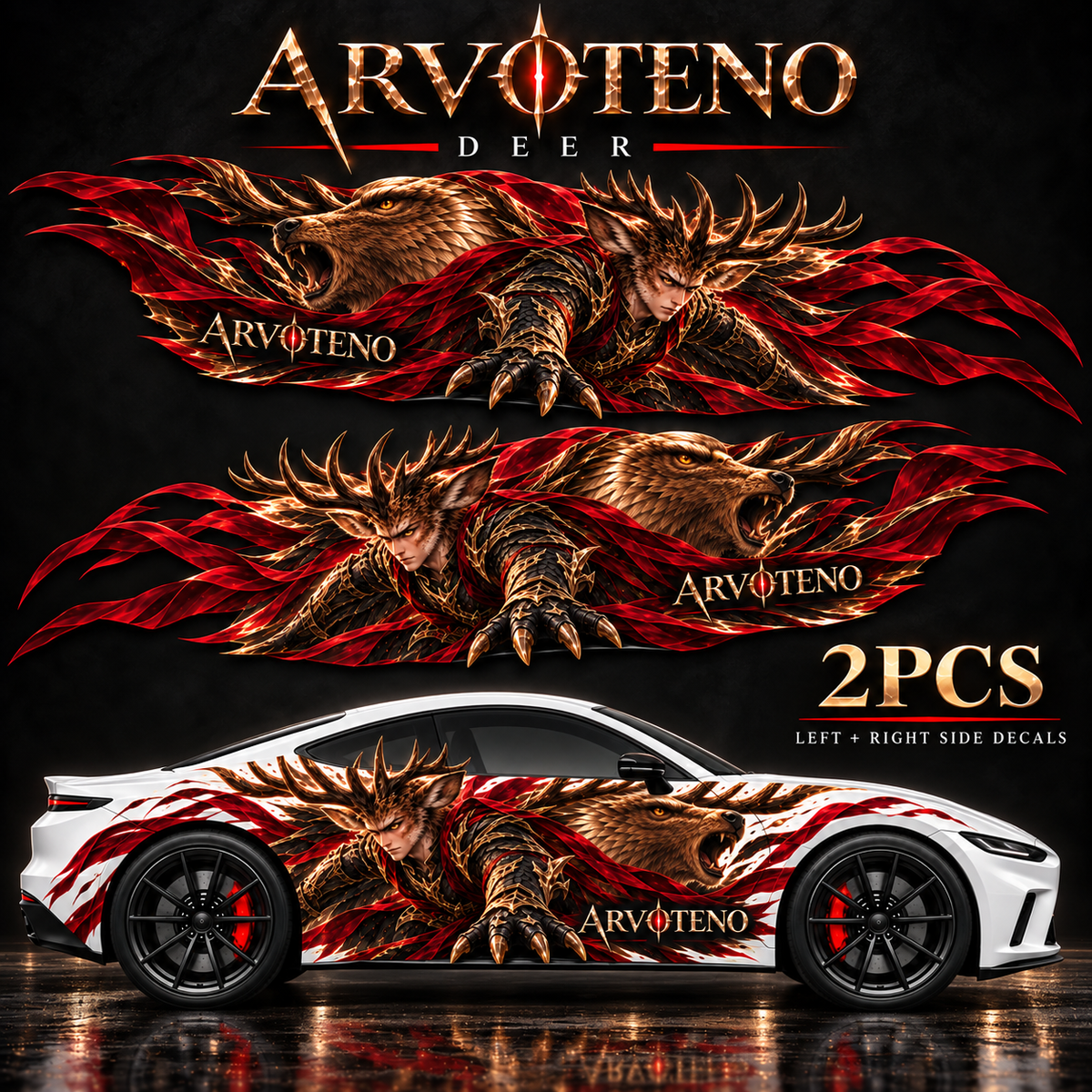 ARVOTENO Deer Side Decal Set - 2PCS Original Character Automotive Artwork