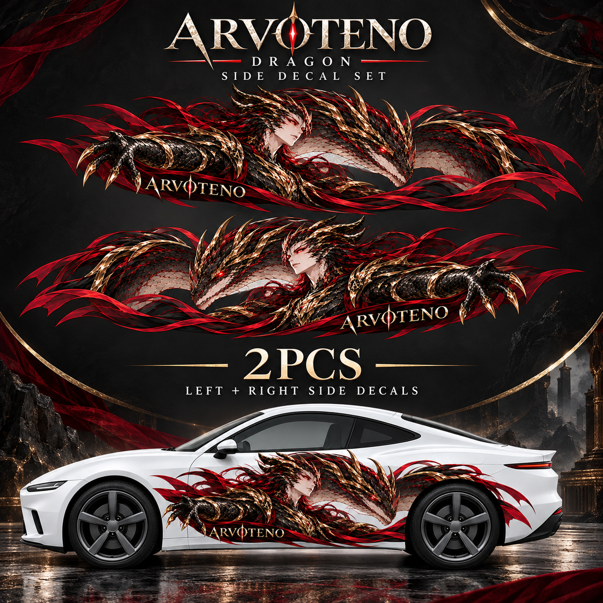 ARVOTENO Dragon: Two-piece set with left and right decal designs