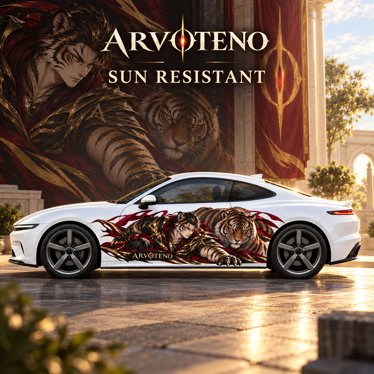 ARVOTENO Tiger: Side decal artwork shown in sunlight