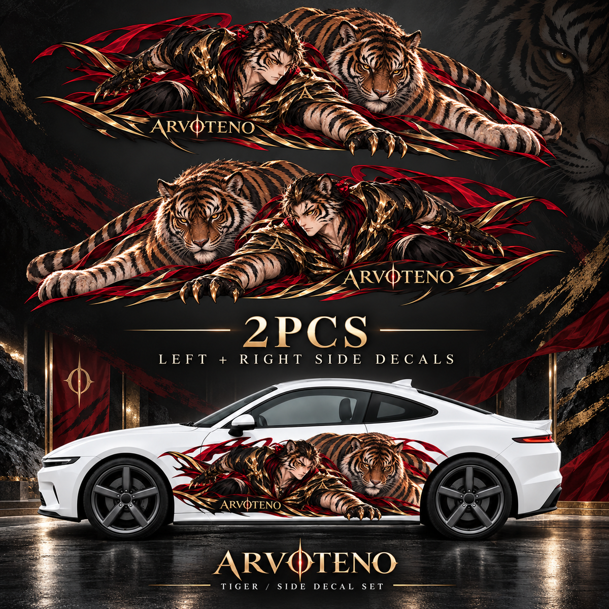 ARVOTENO Tiger: Two-piece set with left and right decal designs