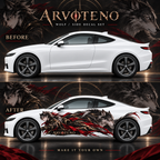 ARVOTENO Wolf: Vehicle appearance before and after applying the side decal artwork