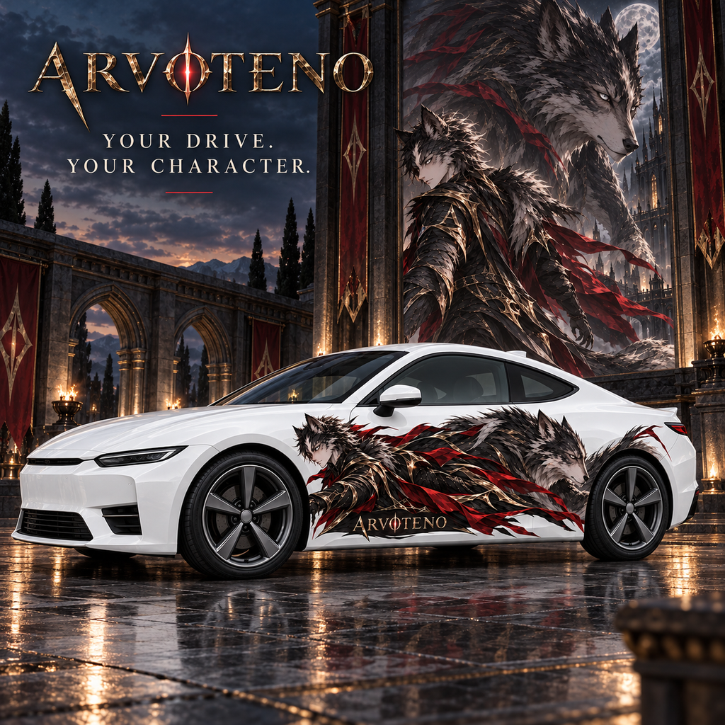 ARVOTENO Wolf: Original character and matching vehicle artwork