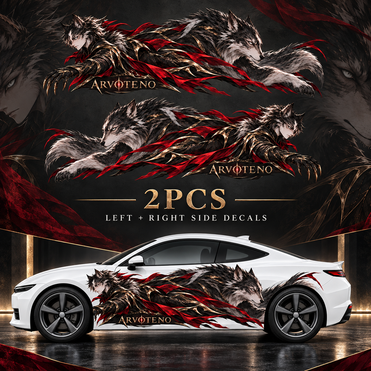 ARVOTENO Wolf: Two-piece set with left and right decal designs